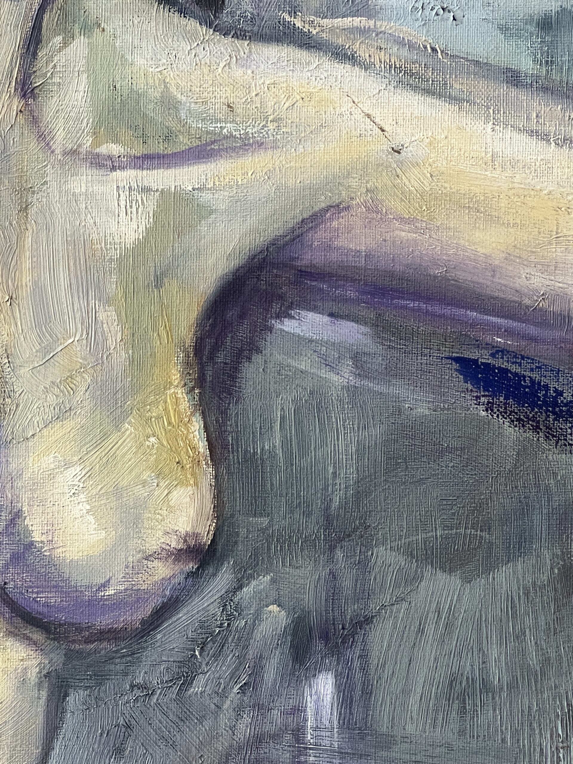 Francis Grenet, femme nue assise, huile sur toile, 60 x 81 cm, artiste peintre Rouennais