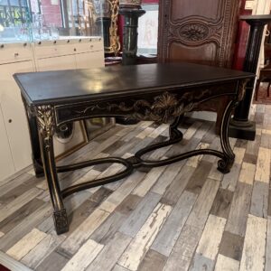 Bureau double face Napoléon III en bois noirci, laqué et doré, époque fin XIXe siècle